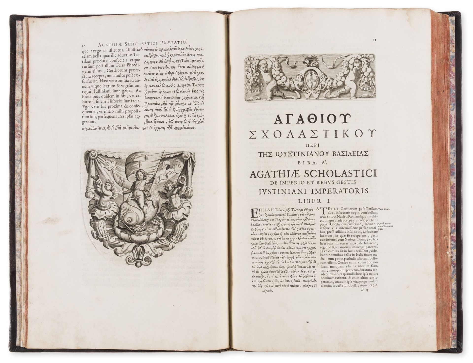 Greek printing.- Agathias Scholasticus. De imperio et rebus gestis Iustiniani imperatoris, libri …