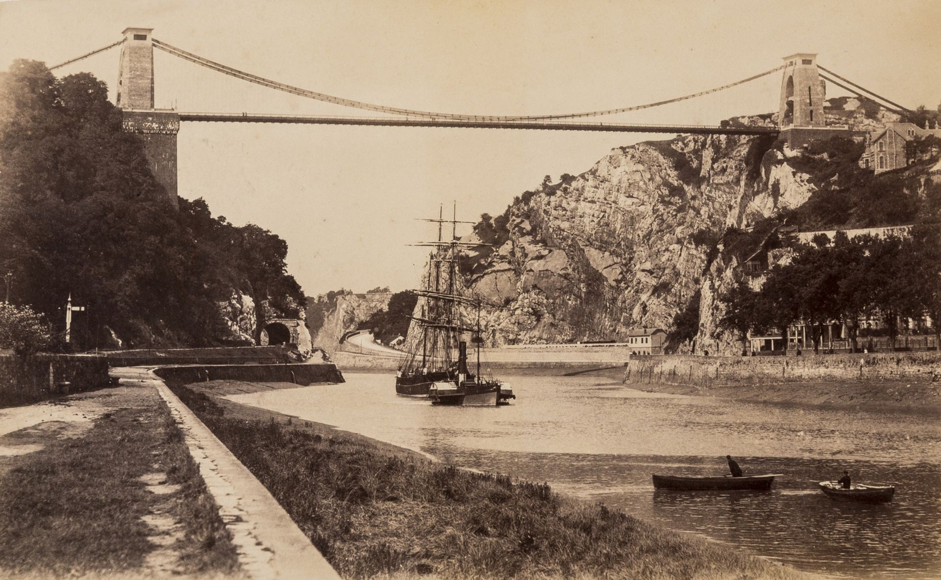 Photographs.- Bristol.- Bedford (Francis) Clifton, from across the Ferry, albumen print, [c.1860] … - Image 2 of 4