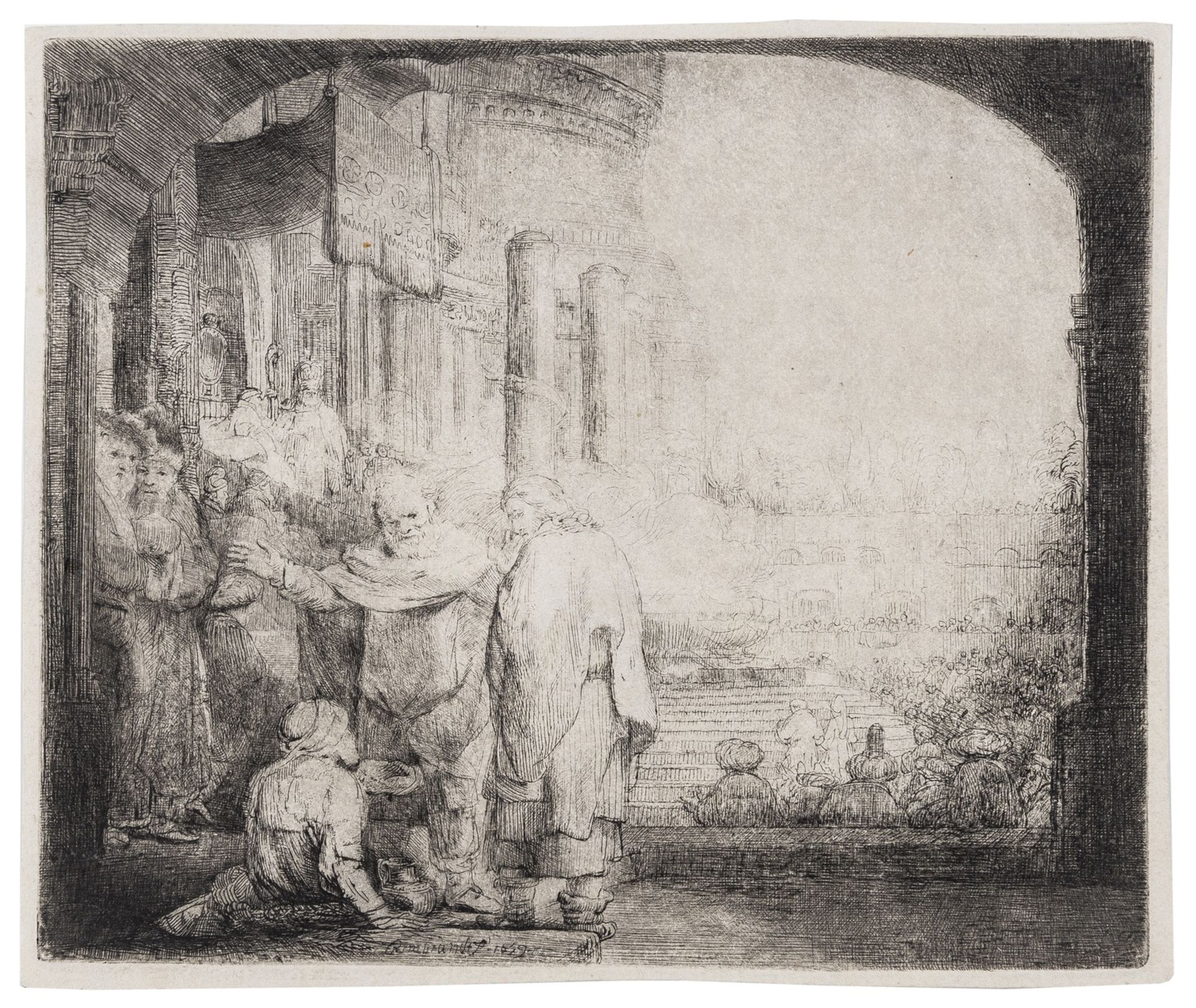 Rembrandt van Rijn (1606-1669) Peter and John Healing the Cripple at the Gate of the Temple