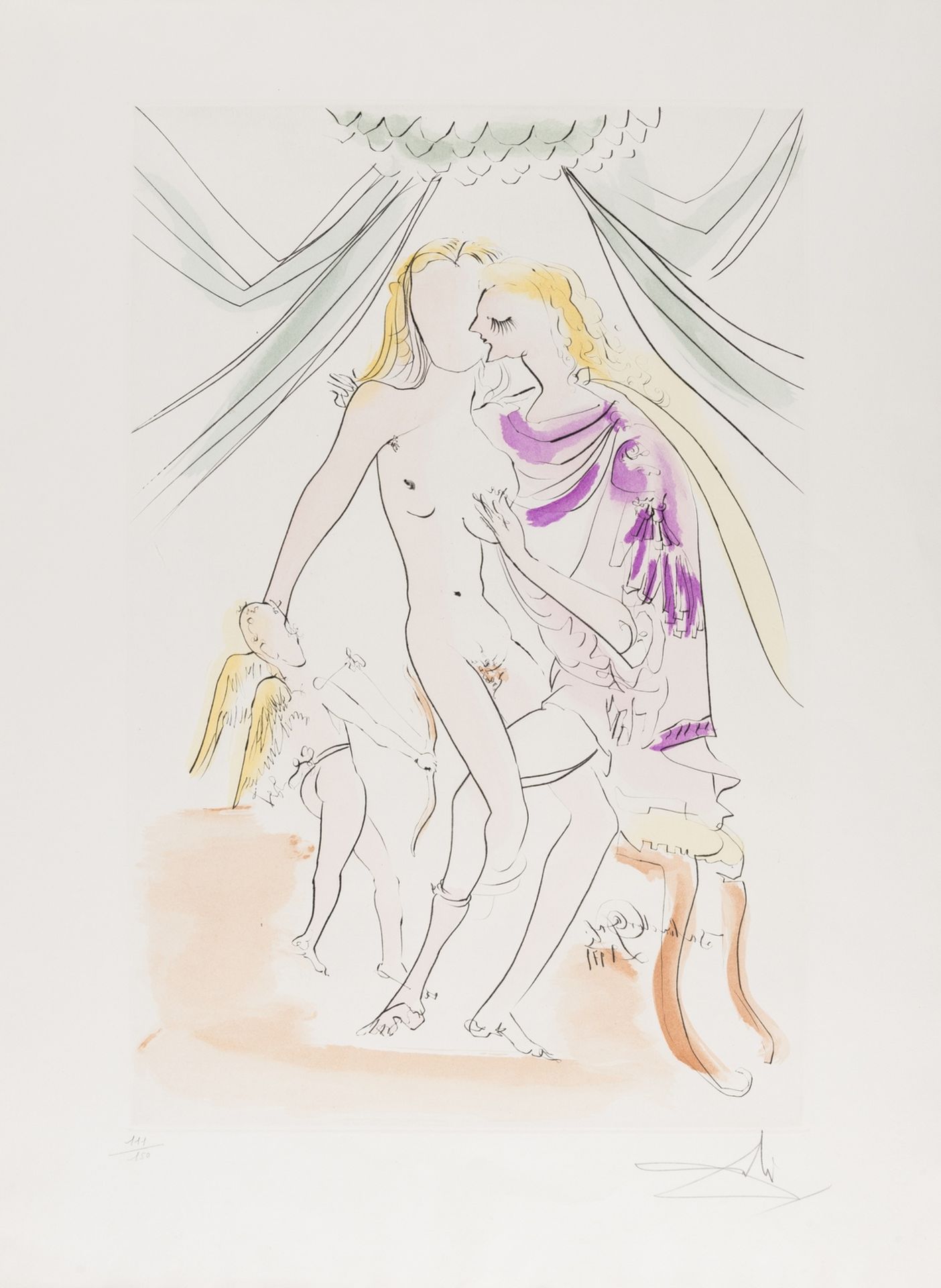 Salvador Dali (1904-1989) Venus, Mars et Cupidon (from Mythologie Nouvelle) (Field 71-8-H; M&L 487a)