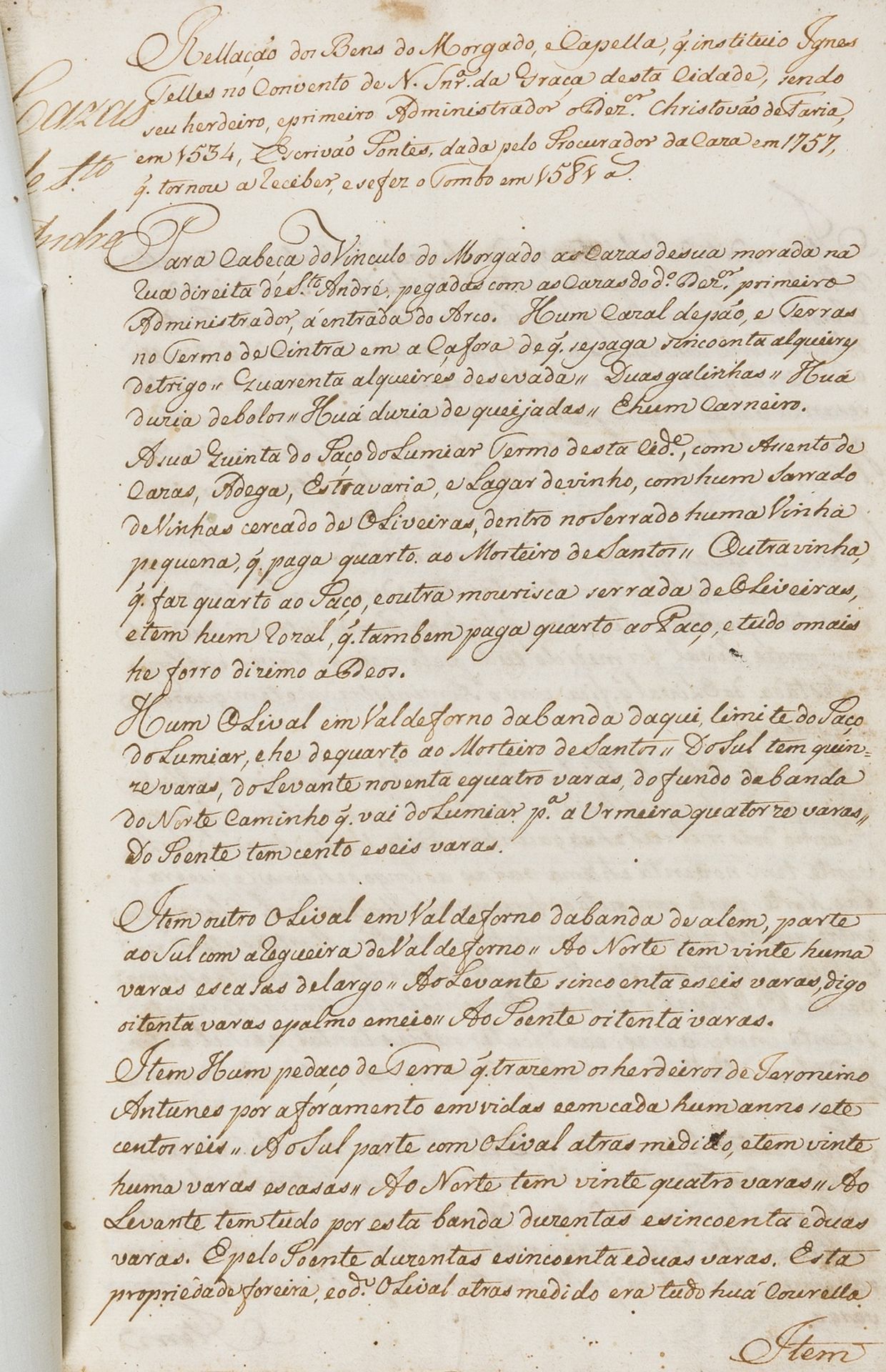 Portugal.- Lisbon.- Copy of inventory of the estate and chapel pertaining to Ignez Telles in the …