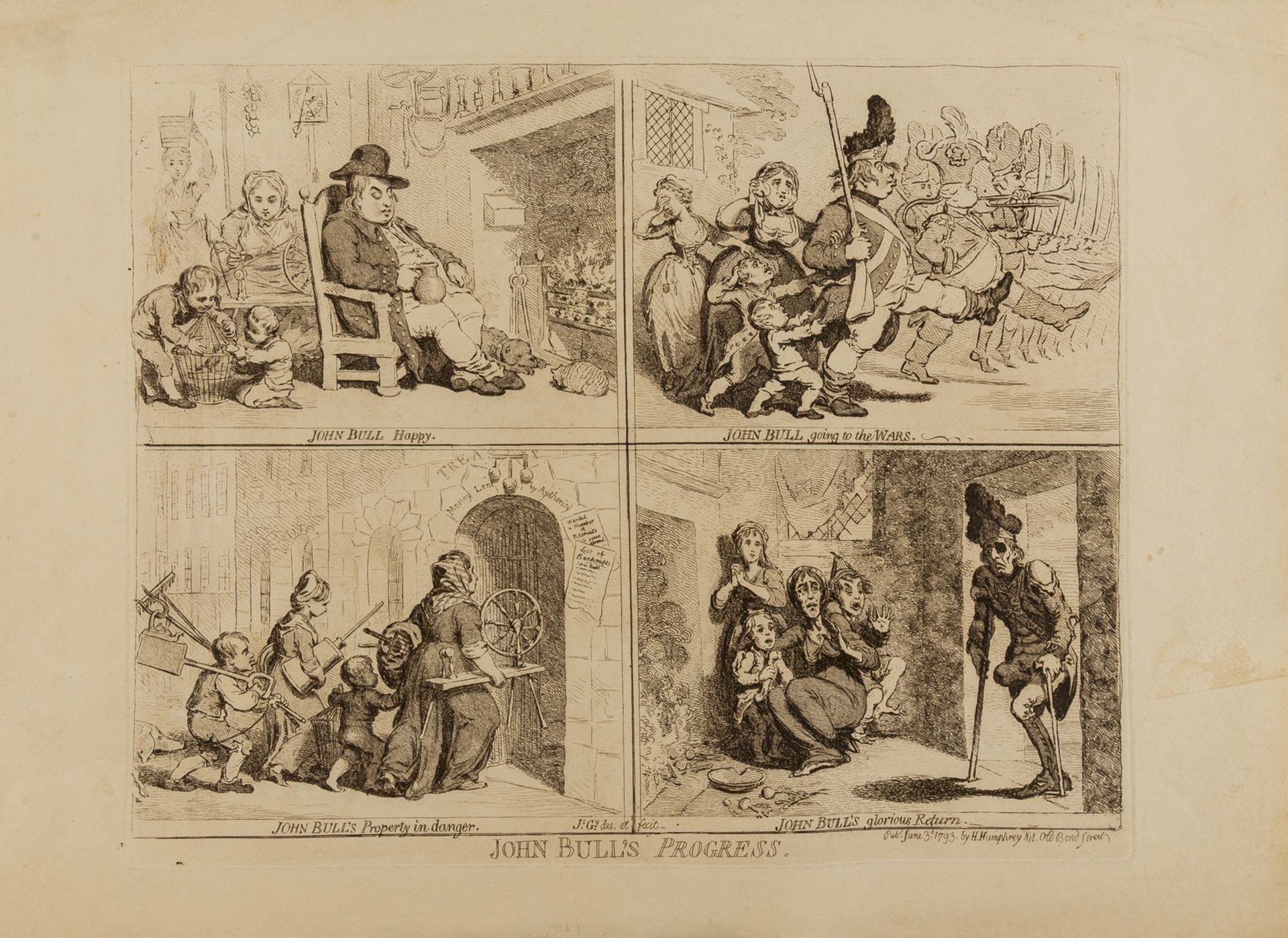 Gillray (James, 1756-1815) Doctor Sangrado curing John Bull of repletion-with the kind offices of … - Image 2 of 2