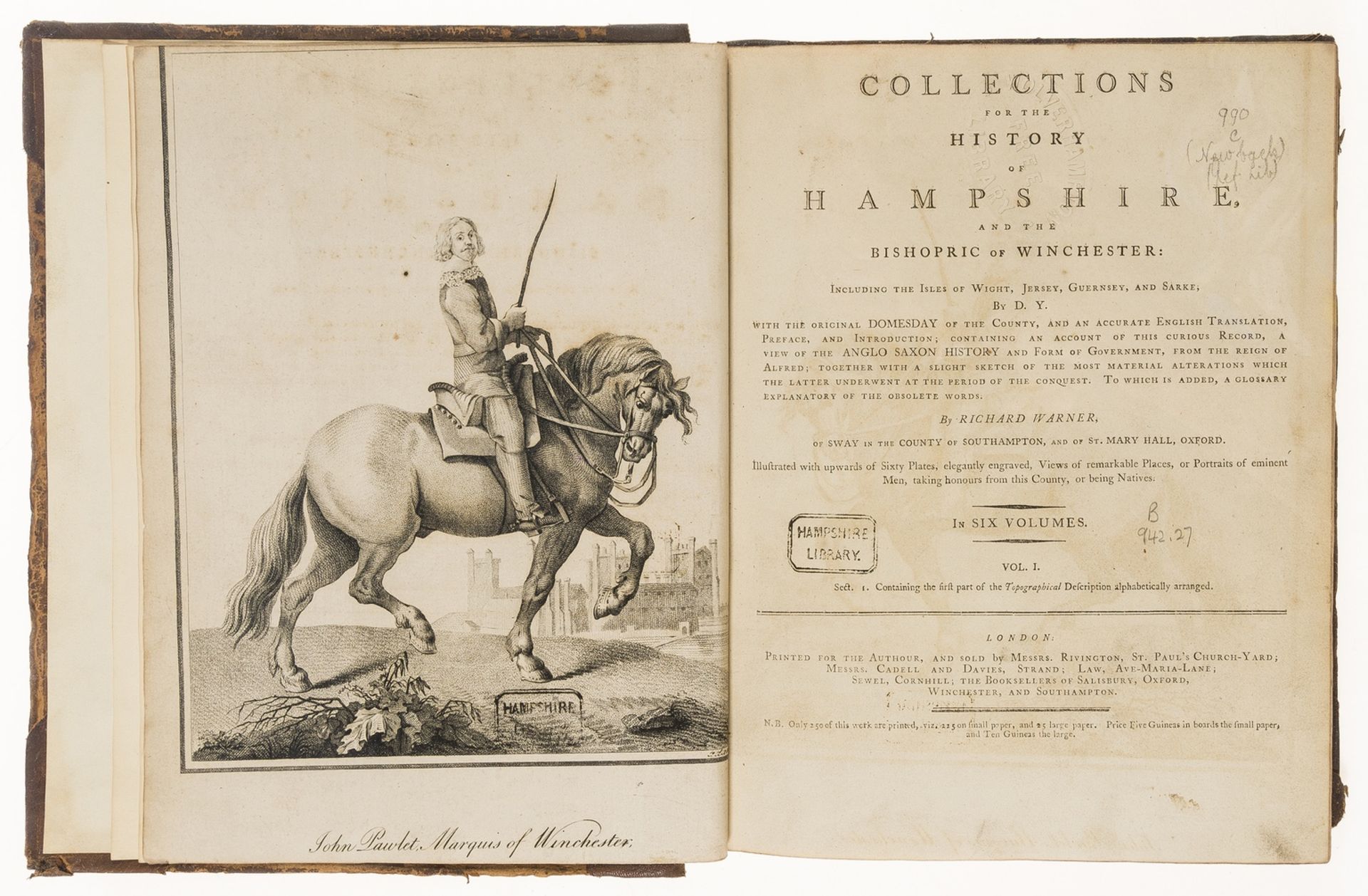 Hampshire.- Warner (Richard) and D. Y., Collections for the History of Hampshire and the Bishopric …