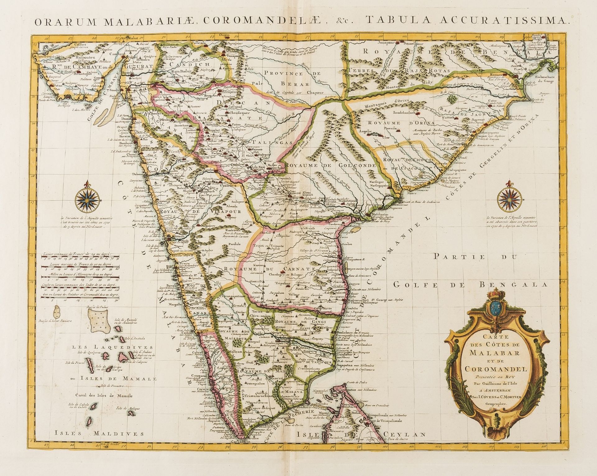 India.- De L'Isle (Guillaume) Orarum Malabariae, Coromandelae &c. Tabula Accuratissima, [c. 1730].