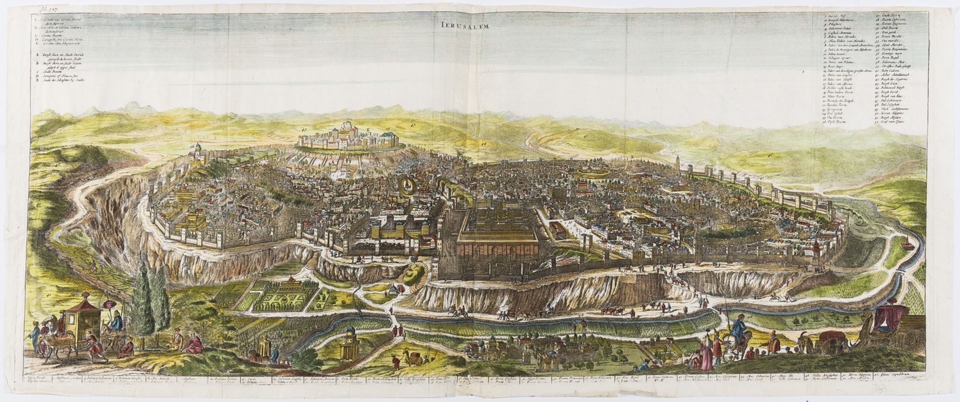 Holy Land.- Villapandro (Juan Bautista), After. Ierusalem [Bird's-eye plan of ancient Jerusalem], …