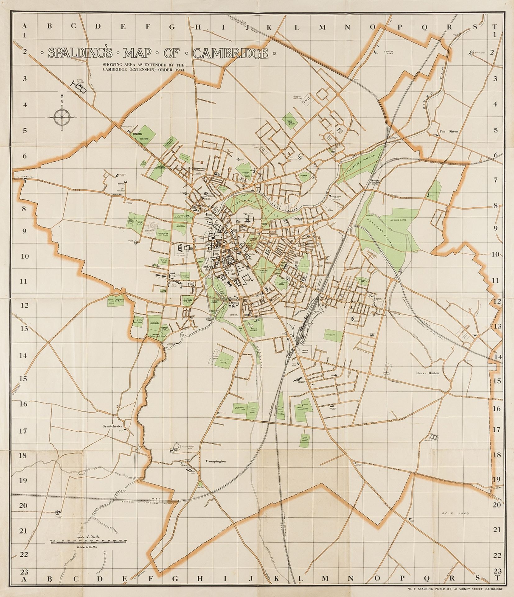 Cambridge.- Spalding (W. P.) Spalding's Map of Cambridge, 1934.