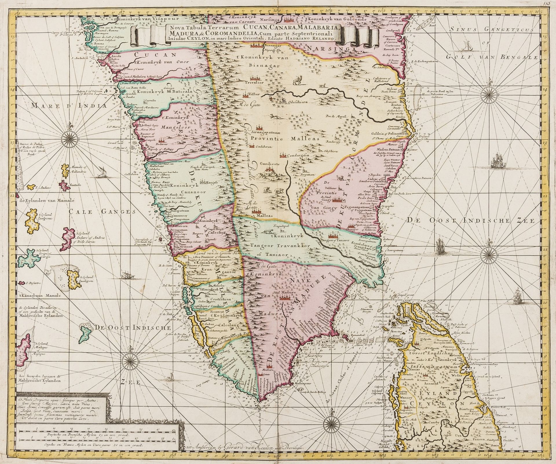 India.- Keulen (Gerard van) Nova Tabula Terrarum Cucan, Canara, Malabaria, Madura & Coromandelia, …