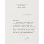 Greene (Graham) 4 Typed Letters signed to Robin Midgley, comprising: 1 TLs from Greene & 3 TLs.s …