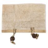 Cambridgeshire.- Charter, grant by Alex de Alshornestone and Johanna his wife to Henry Honeman of …