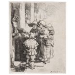 Rembrandt van Rijn (1606-1669) Beggars Receiving Alms at the Door of a House