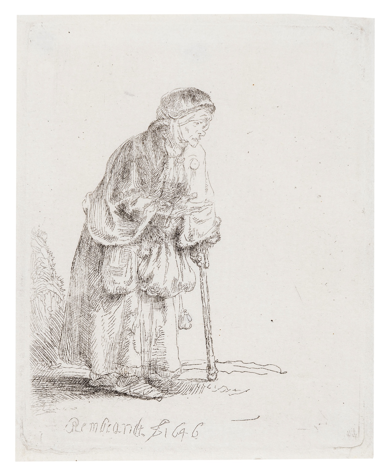 Rembrandt van Rijn (1606-1669) A Beggar Woman Leaning on a Stick