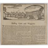 18th century transport advertisement.- Sharp (James) Rolling Carts and Waggons, 1775; and 3 others …