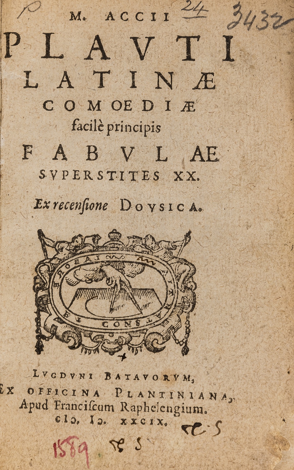 Plautus (Titus Maccius) Latinae comoediae (...) fabulae superstites XX, Leiden, Plantin, 1589; and …