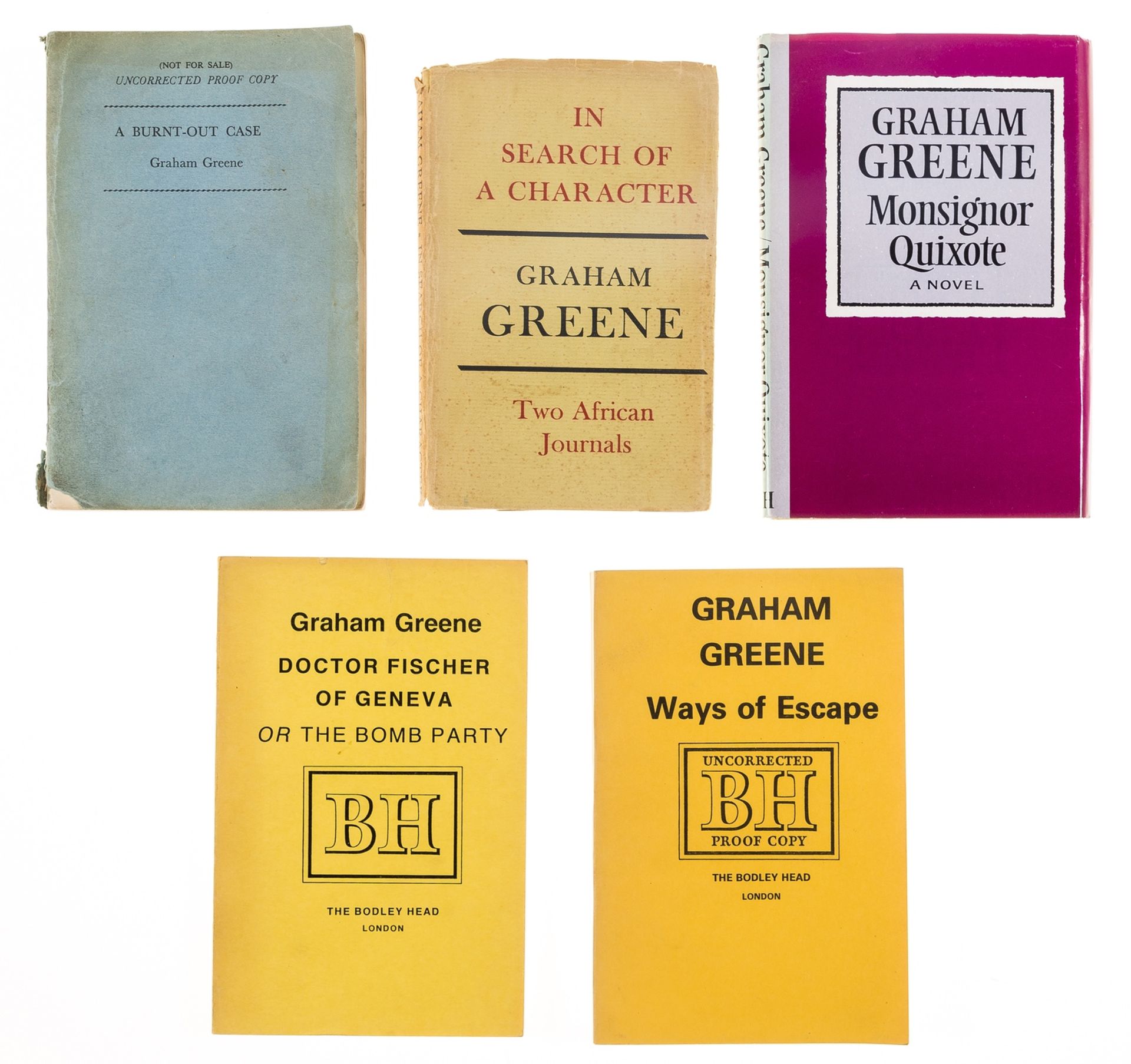 Greene (Graham) A Burnt-Out Case, uncorrected proof copy, 1961; and 4 other proof editions by the …