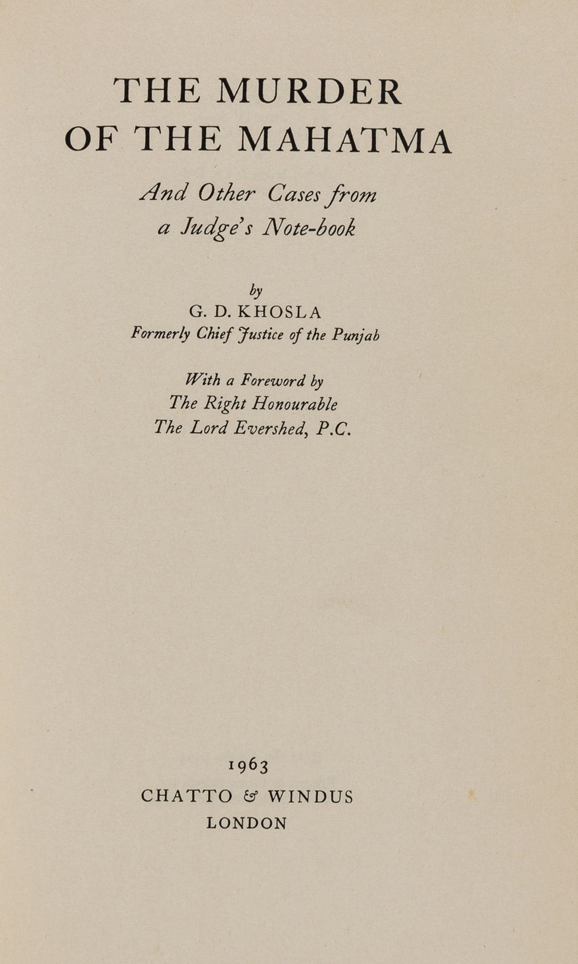 Greene (Graham).- Khosla (G. D.) The Murder of the Mahatma and other cases from a judge's … - Image 2 of 3