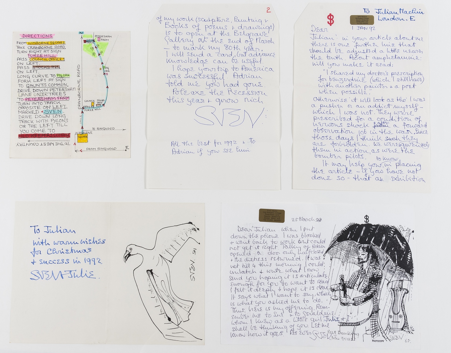 Berlin (Sven) Good group of 15 autograph letters and cards to Julian Machin, most in original …