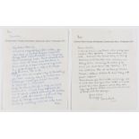 Ryan (Adrian).- Jewels (Mary) 3 autograph letters signed [to artist Adrian Ryan], one in original …