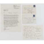 Keating (Tom) 2 autograph letters and 2 cards, signed, to the artist Adrian Ryan, 3 in original …