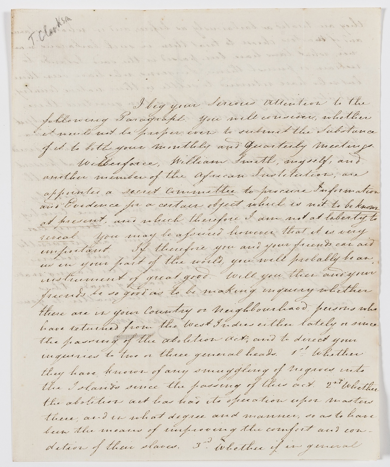 Slavery abolitionist.- Clarkson (Thomas) Autograph Letter signed to Hadwen Bragg of Newcastle, …