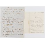 Emerson (Ralph Waldo) Autograph manuscript memoranda or a draft of part of a letter to a …
