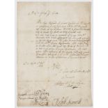 Charles II.- Acknowledgement of an order "Wee have Received yr Graces Comande by Mr Knowell... wee …