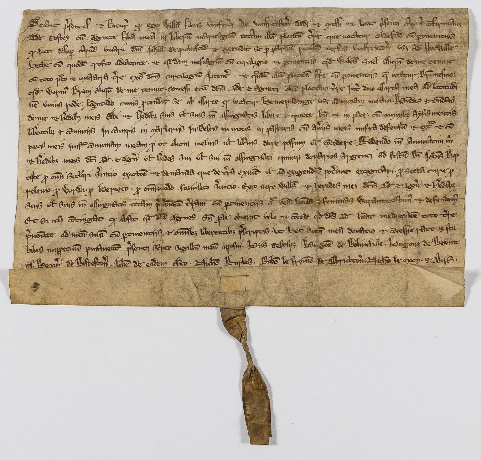 Shropshire.- Charter, I, William son of Umfrey de Umfriston have granted and confirmed to Agnes …