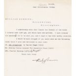 Nansen ( Fridtjof) Typed Letter signed to William Downing bookseller of Birmingham, 1919.