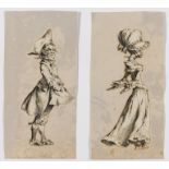 Loutherbourg (Philippe-Jacques de) Two full-length caricatures, [1775].