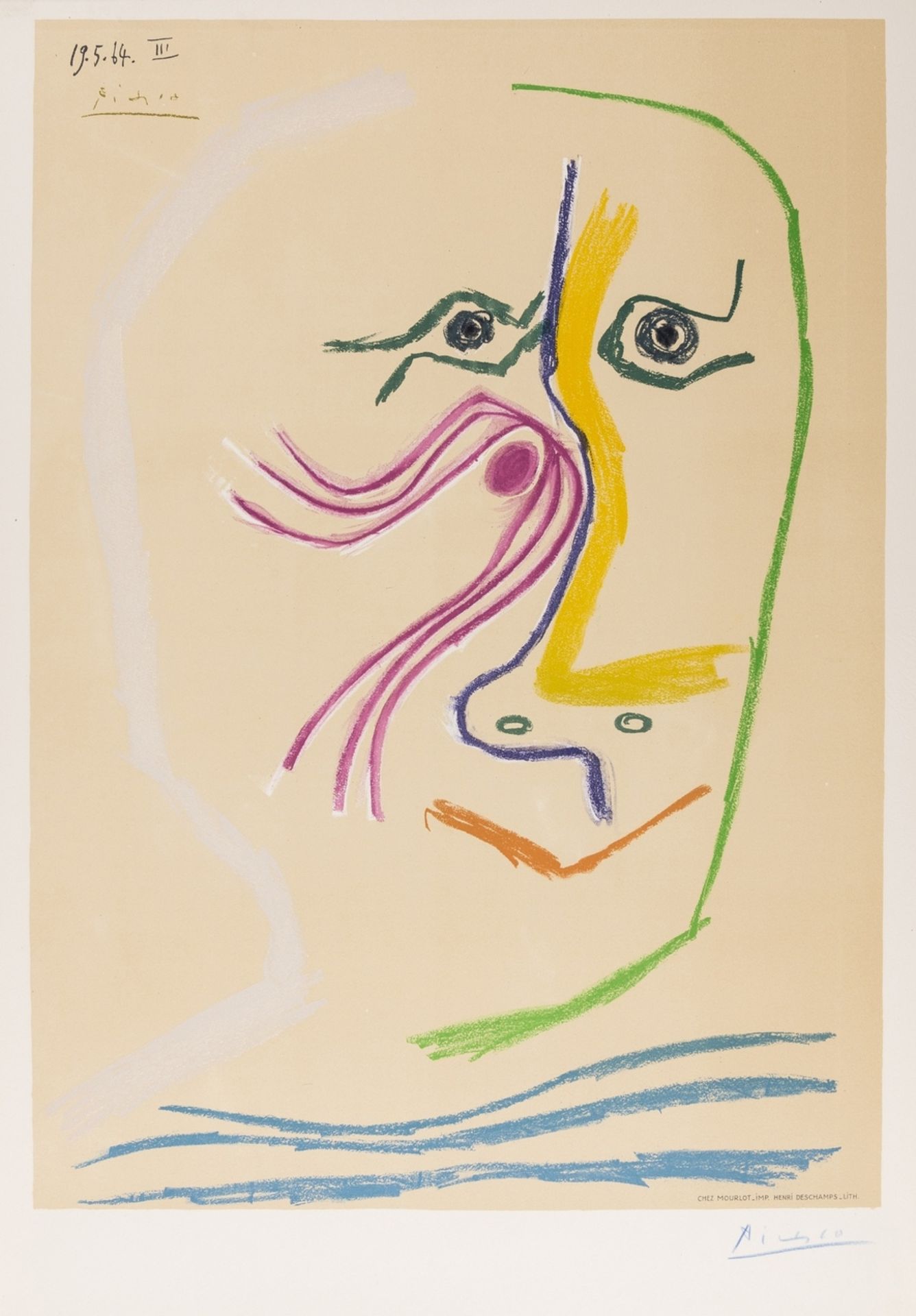 Pablo Picasso (1881-1973) (after) Tête d'Homme (Hommage à René Char) (Cwicklitzer 291)