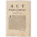 Whisky.- Scotland.- Act of Parliament Anent the Excyse of Ferrintosh, rare broadside …