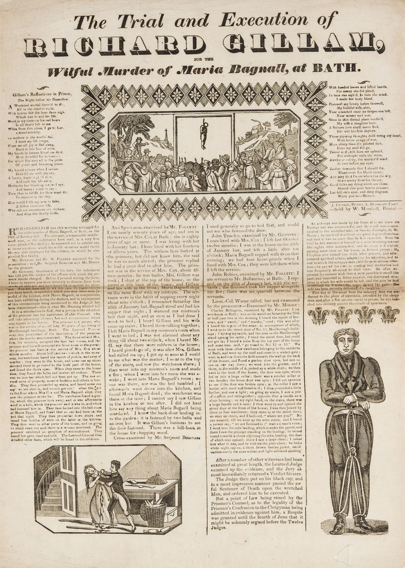 Execution Broadside.- Trial and Execution of Richard Gillam (The), for the Wilful Murder of Maria …