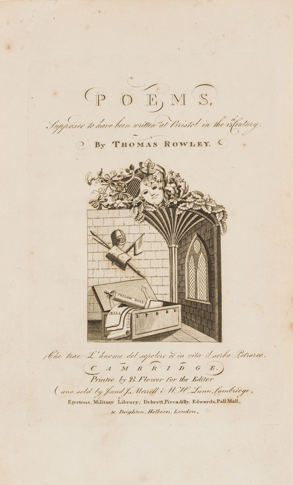 Coleridge (Samuel Taylor).- [Chatterton (Thomas)] Poems...written at Bristol, by Thomas Rowley..., … - Image 3 of 3