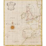 18th century Navigation.- Navigation, manuscript, 2 folding pen and ink maps hand-coloured in …