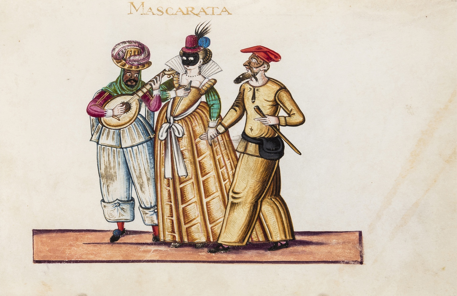 Commedia dell' Arte.- Album of 22 fine miniatures depicting Italian, mainly Venetian, costumes and …