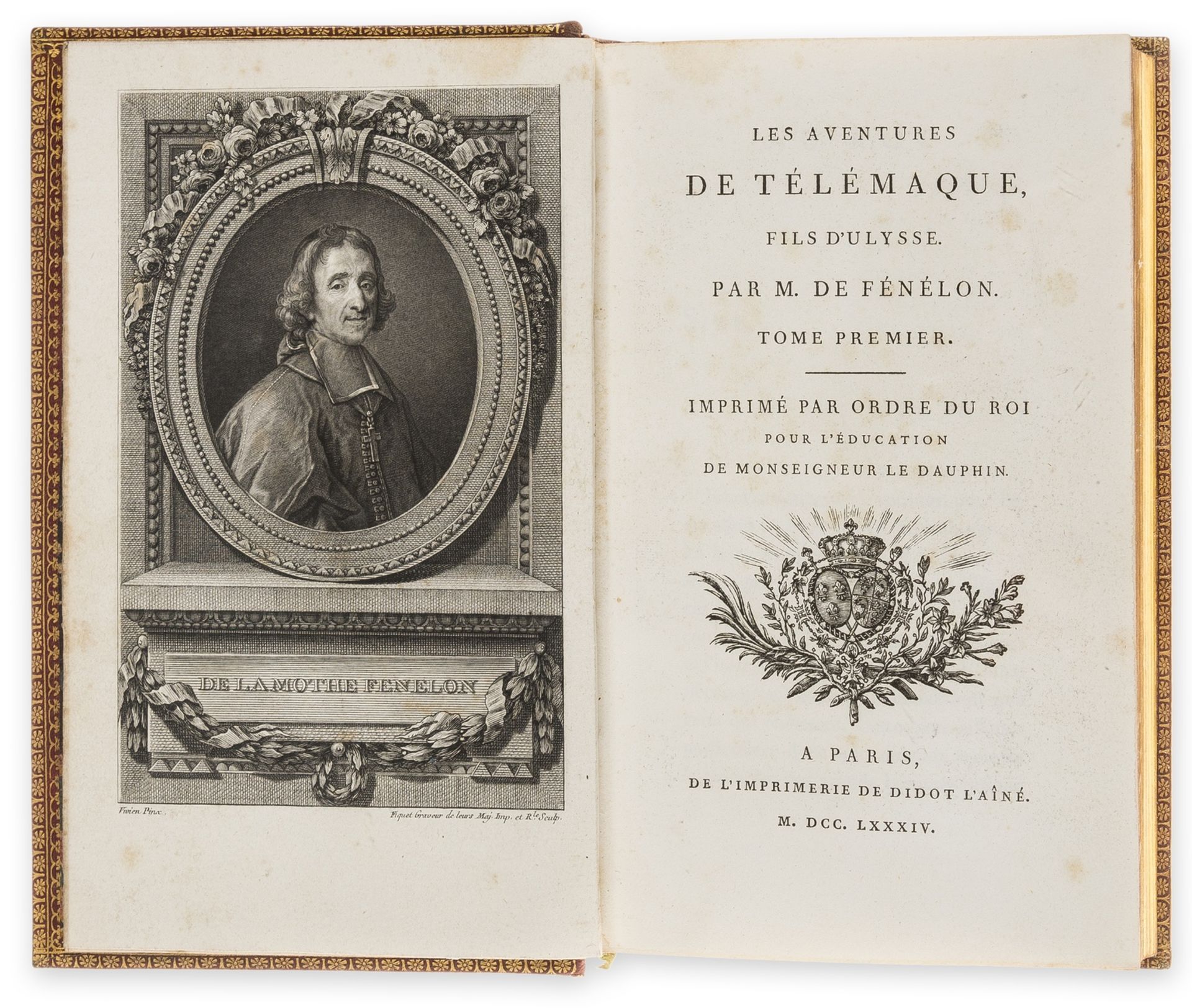 Fénelon (François de Salignac) Les Aventures de Télémaque, Fils d'Ulysse, 2 vol., one of 350 … - Image 2 of 2