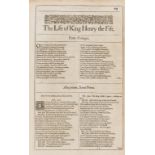 Shakespeare (William) The Life of King Henry the Fift, from the Second Folio, [Printed by Thomas …