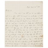 Rugby School.- Arnold (Thomas) Autograph Letter signed to R. Bright reporting on the behaviour of …