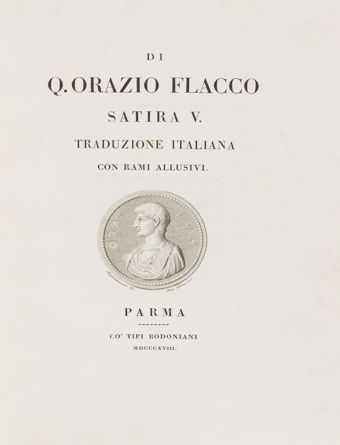 Bodoni.- Horatius Flaccus (Quintus) Satira V, Traduzione Italiana..., presentation copy from the … - Image 2 of 3