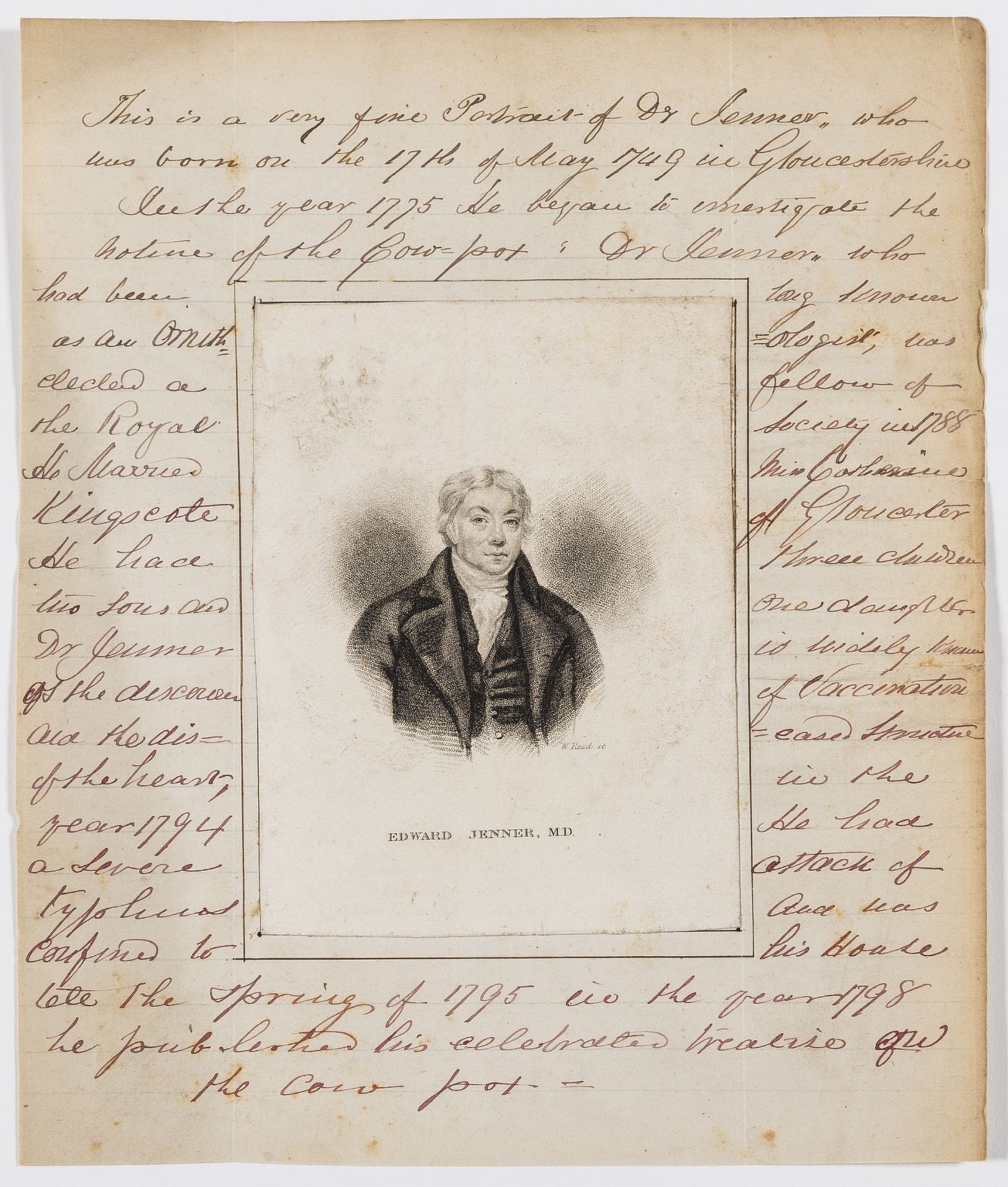 Jenner (Edward, surgeon and pioneer of smallpox vaccination) Autograph Letter third person to Mr … - Image 2 of 2