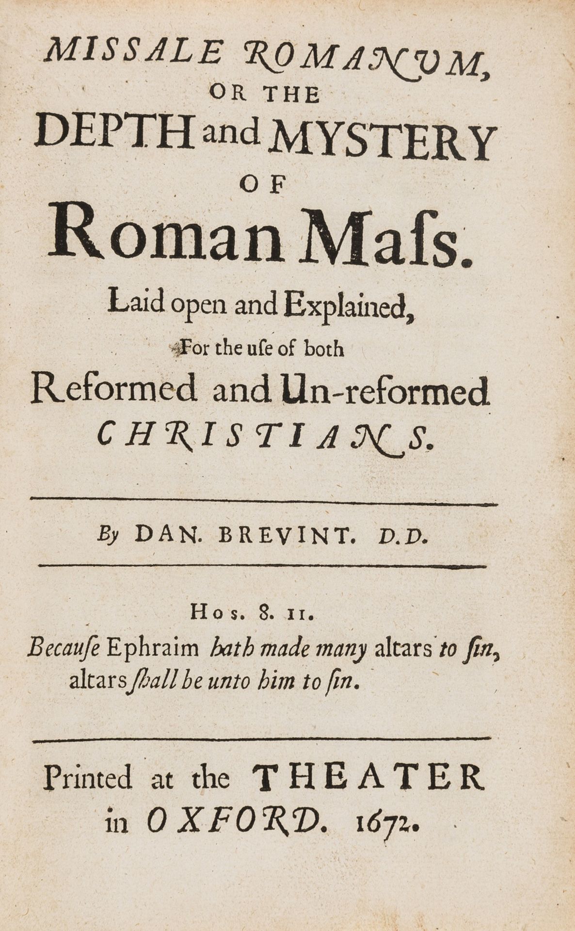 Restoration Binding.- Brevint (Daniel) Missale Romanum..., first edition, contemporary black … - Image 2 of 2