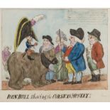 Napoleonic satire.- Cruikshank (Isaac), after. John Bull shewing the Corsican Monkey!, original …