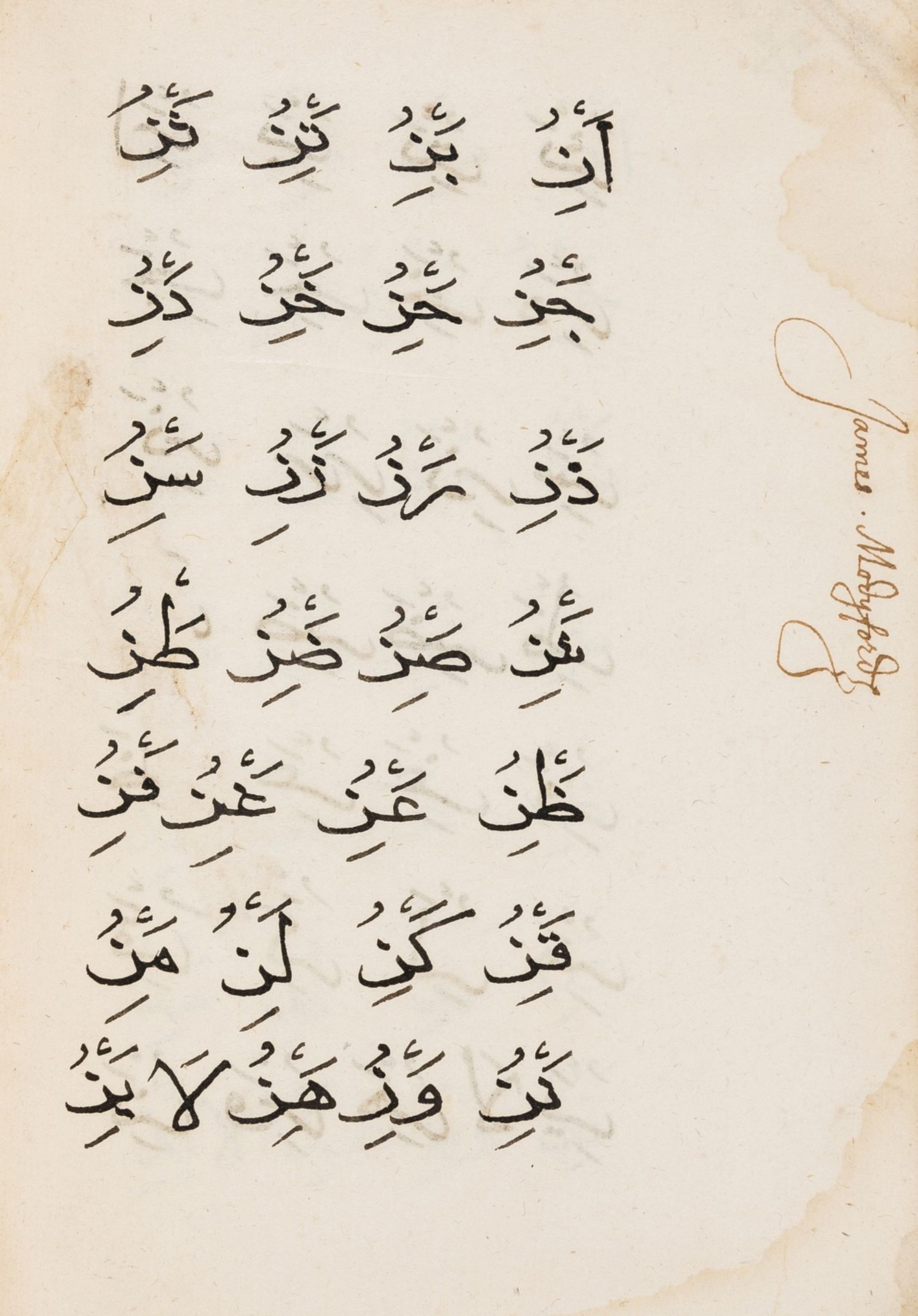 Arabic .- [Arabic exercise book with a prayer at end], manuscript in Arabic, on paper, in naskhi …