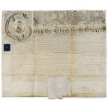 George III. Letter of Marque issued to Francis May Captain of the Unity enforcing an embargo …