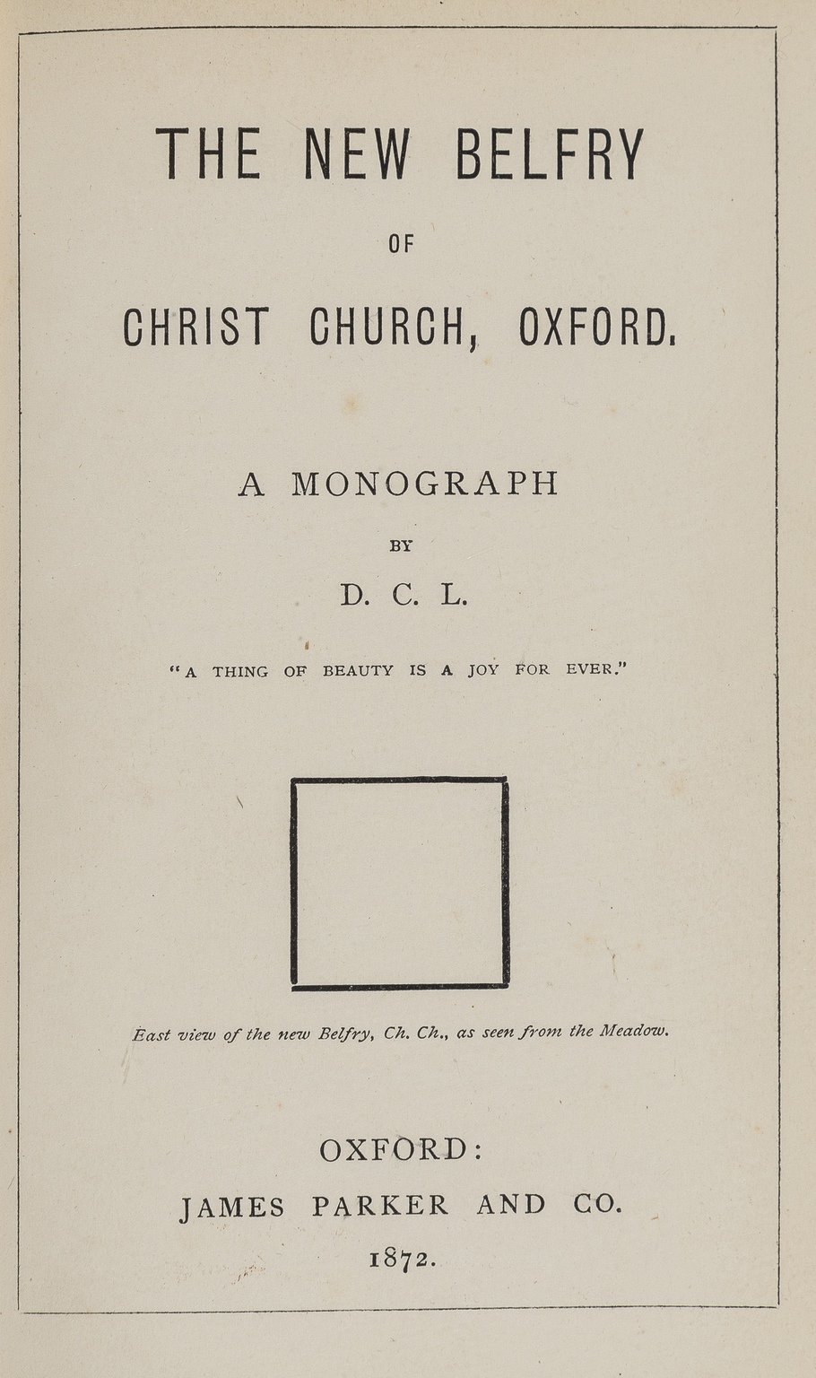 [Dodgson (C. L.)] The New Belfry of Christ Church, Oxford..., first edition, first issue, modern … - Image 2 of 3