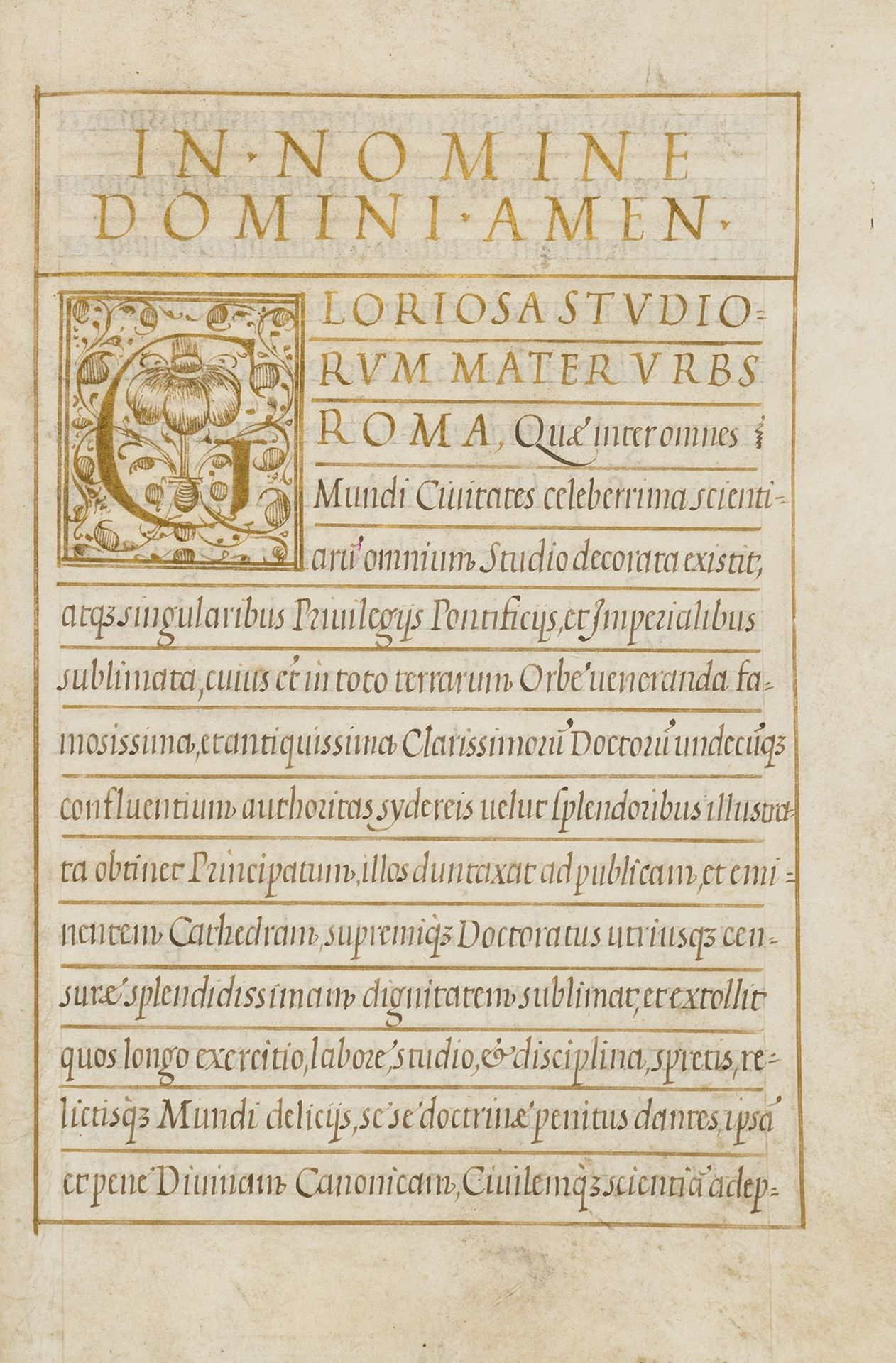 Innocent X (Pope) Document conferring a degree of canon law on Count Virginius, manuscript in …