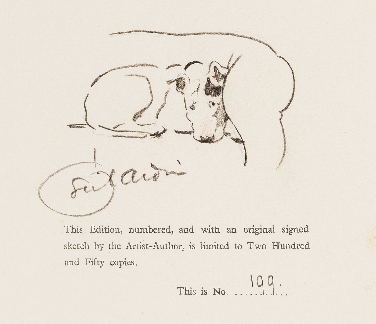 Aldin (Cecil) Dogs of Character, number 199 of 250 copies, signed with an original sketch by the …