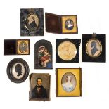 Portraiture.- English School (19th century) Eight portrait miniatures and silhouettes, 19th …