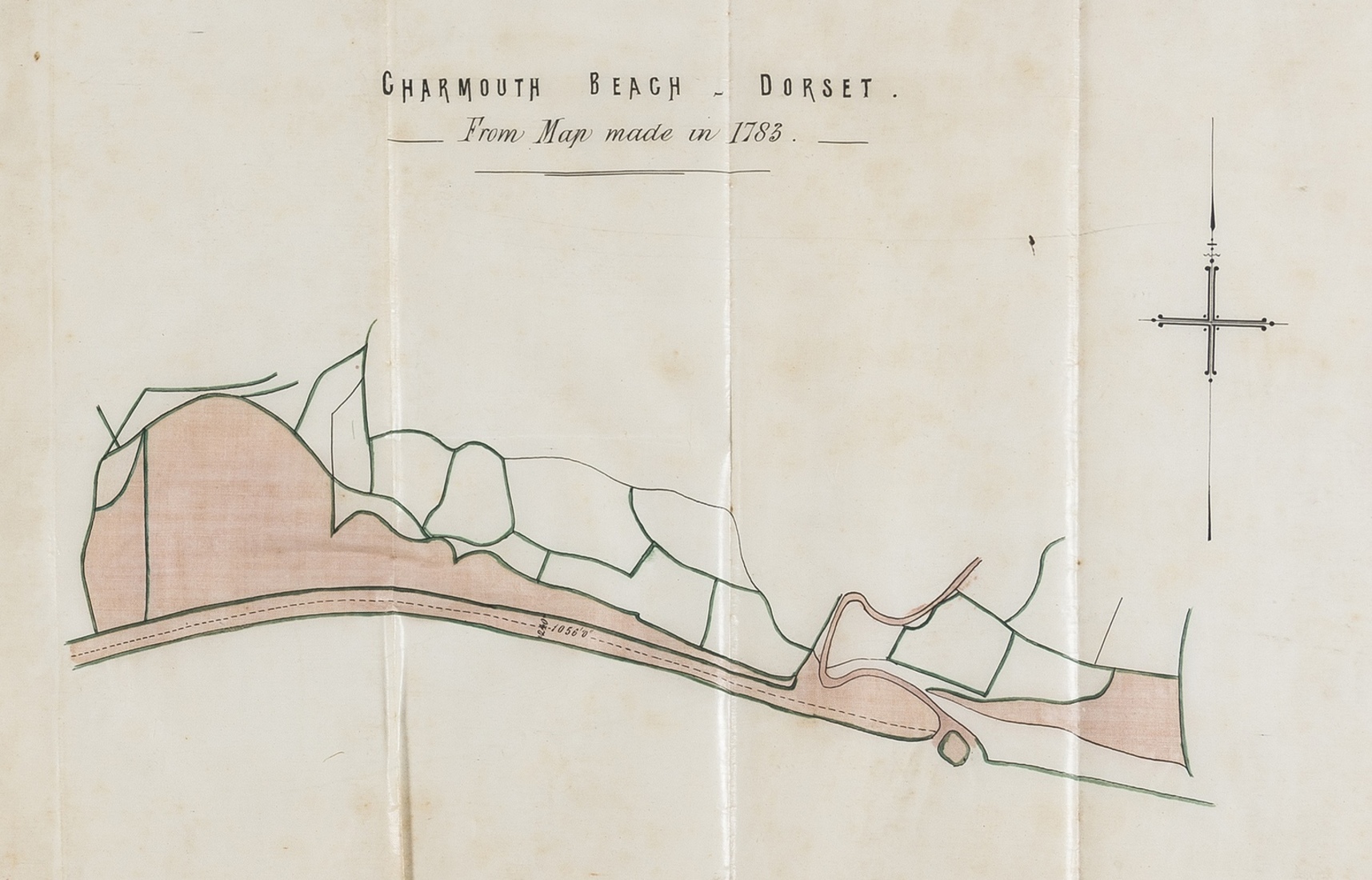 Dorset, Charmouth.- Charmouth Beach - Dorset. From Map Made in 1783, folding pen and ink with …