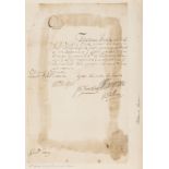 Board of Ordnance.- Bridges (William, politician) Certificate, Thomas Jenkins Ma[ste]r of ye …