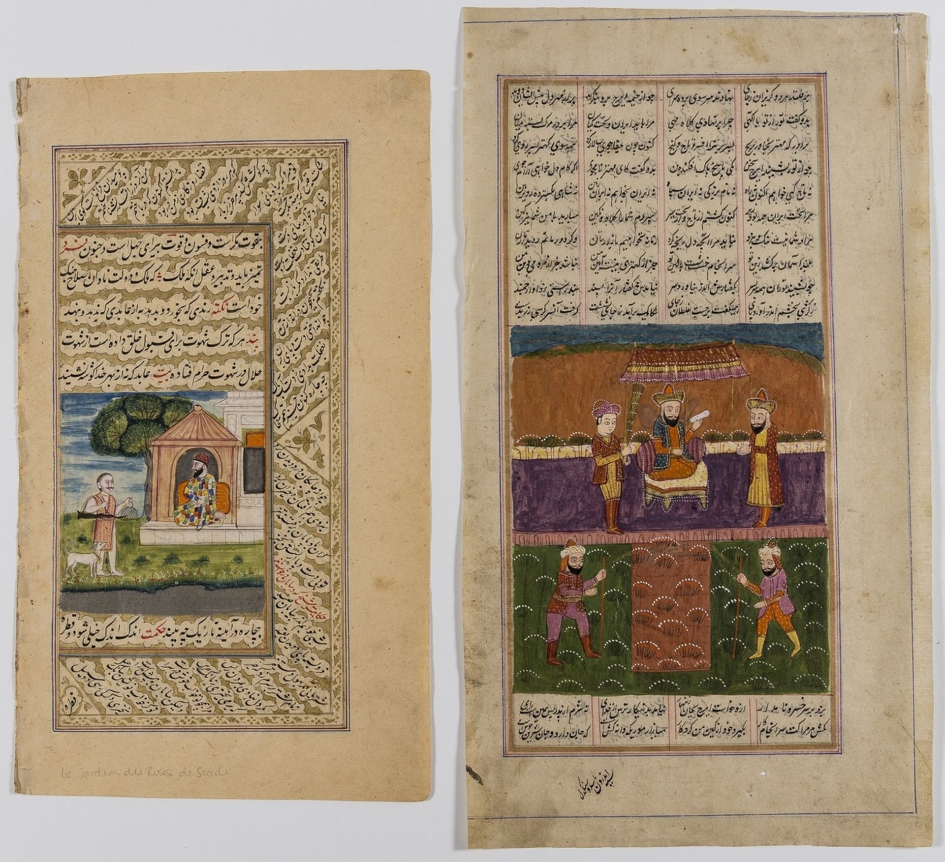 Persian poetry.- Mughal School (probably early 20th century) Two miniatures for Saadi Shirazi's … - Bild 2 aus 3